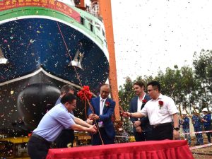 Lucky Eyre transhipment vessel launch